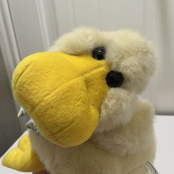 Vintage Commonwealth Pale Yellow Duck Plush 11" Stuffed Animal Easter Floral Bow - Picture 8 of 10